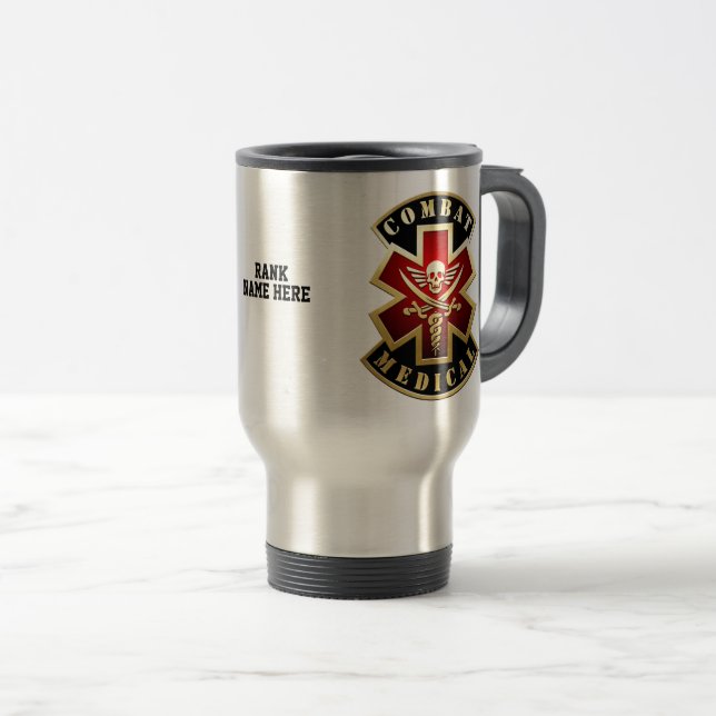 Combat Medical Skull & Swords Customisable Travel Mug (Front Right)