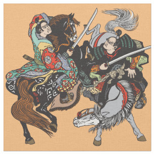 Combat of Japanese samurai warriors Fabric