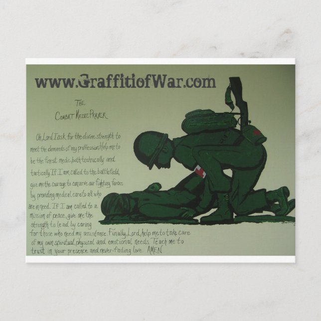 Combat pharmaceutical Prayer Postcard (Front)