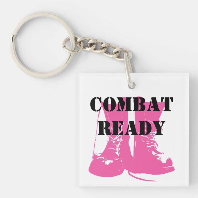 Combat Ready Pink Military Boots Key Ring (Front)