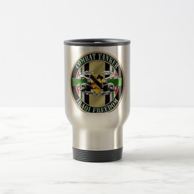Combat Tanker Armour 19K OIF 1st CAV Travel Mug (Center)