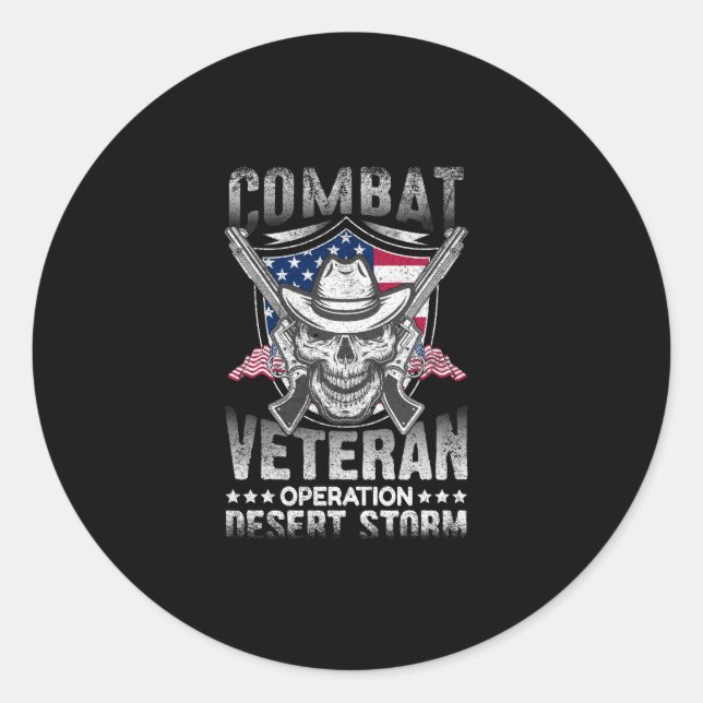 combat veteran operation desert storm classic round sticker (Front)