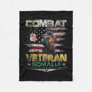 Combat Veteran Somalia Military Vintage Flag Veter Fleece Blanket
