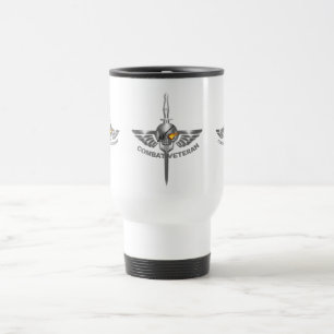 Combat Veteran-Wicked Winged Skull with Dagger Travel Mug
