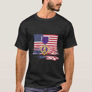 Combat Wounded Purple Heart T-Shirt Military Veter