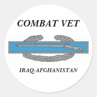 CombatInfBadge1Awd, COMBAT VET, IRAQ-AFGHANISTAN Classic Round Sticker