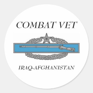 CombatInfBadge2Awd, COMBAT VET, IRAQ-AFGHANISTAN Classic Round Sticker