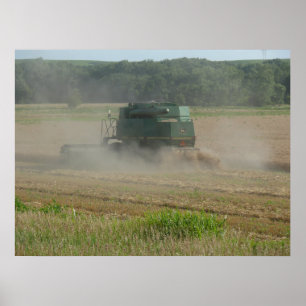 Combine harvester in Wheat Field Poster