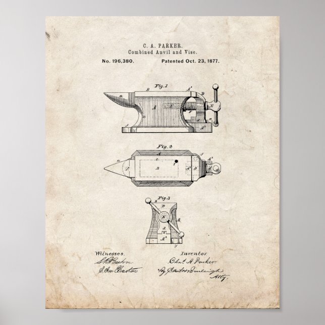 Combined Anvil And Vice Patent - Old Look Poster (Front)