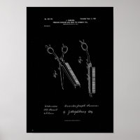 Combined Scissors Comb Barbers Patent Poster