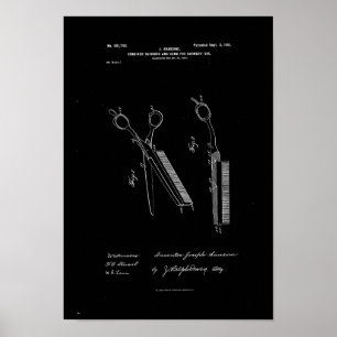 Combined Scissors Comb Barbers Patent Poster