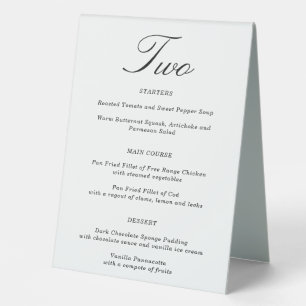 Combined Wedding Table Number & Menu   Table 2