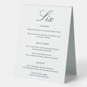 Combined Wedding Table Number & Menu   Table 6