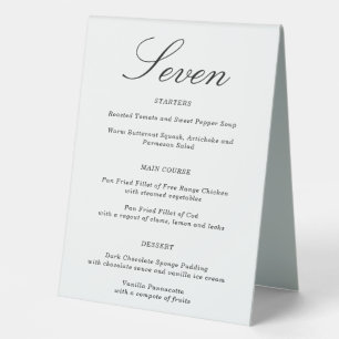 Combined Wedding Table Number & Menu   Table 7