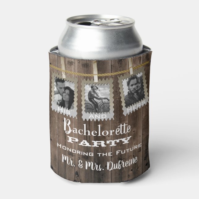 Combo Bachelor/Bachelorette Party w/Photos Can Cooler (Can Front)