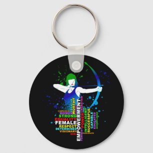 Combo Female Archer and Strong Women Word Cloud Key Ring