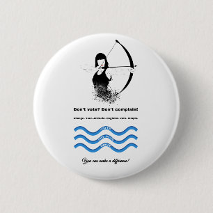 Combo Female Archer and Vote Blue 6 Cm Round Badge