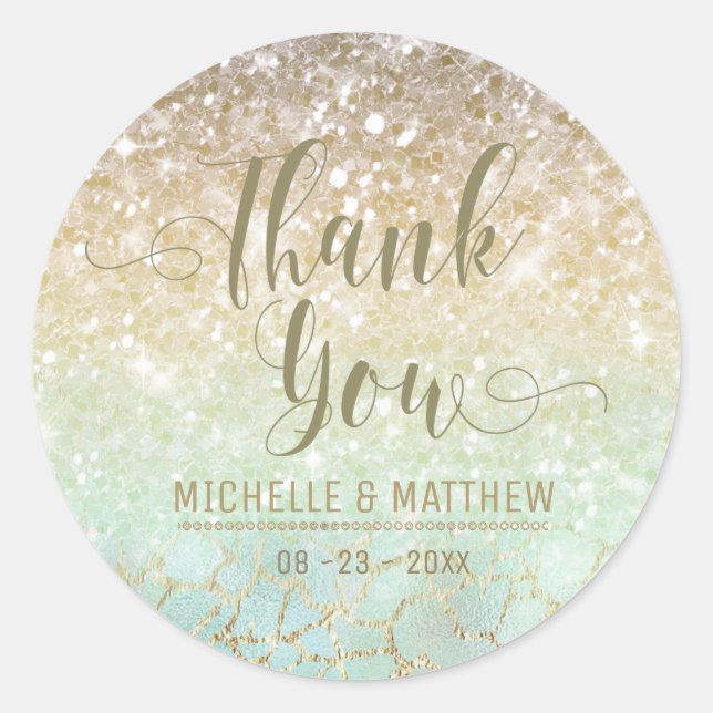 Combo Glitter Gradient Opal Gold ID435 Classic Round Sticker (Front)