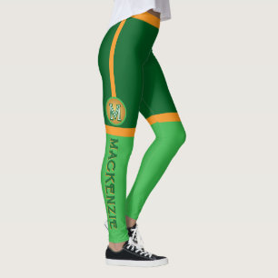 Combo GREEN ORANGE Colour with MONOGRAM  Leggings