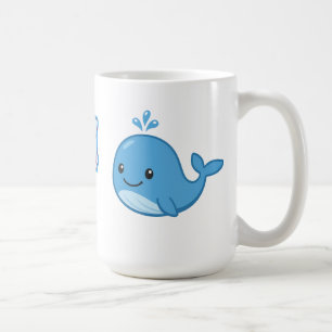 Combo Kawaii Anime, Cute Blue Whale and Octo-Vibes Coffee Mug
