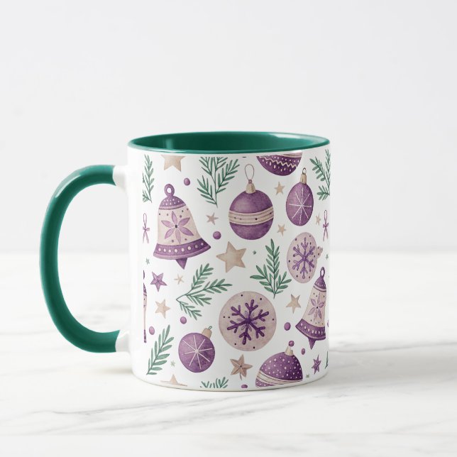 Combo Mug – Whimsical Purple Holiday Design (Left)