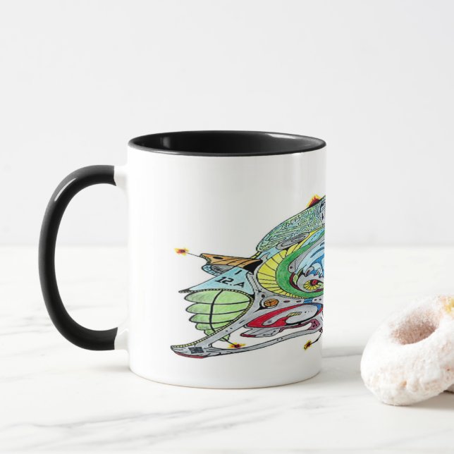 Combo Mug With Art Of Spaceship 1 A.1 (With Donut)