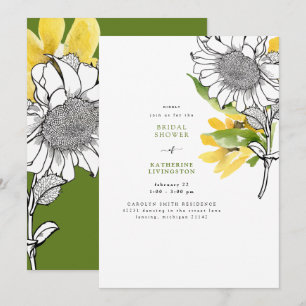 Combo Sunflower Watercolor Bridal Shower Invitation