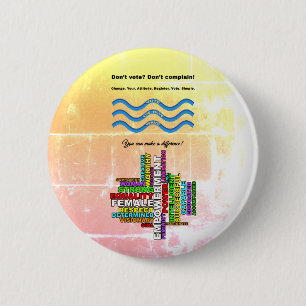 Combo Vote Blue Strong Women Word Cloud 6 Cm Round Badge