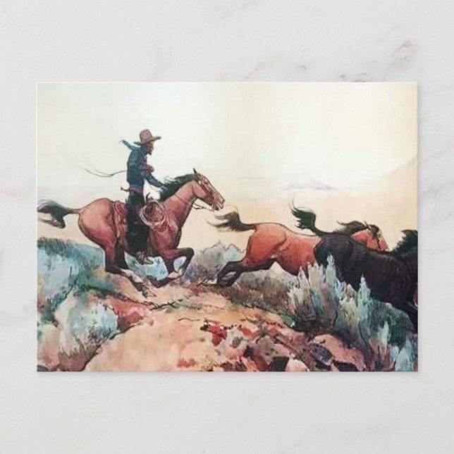 “Come A-Runnin” Western Art by Maynard Dixon Postcard (Front)