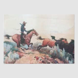 “Come A-Runnin” Western Art by Maynard Dixon Tissue Paper