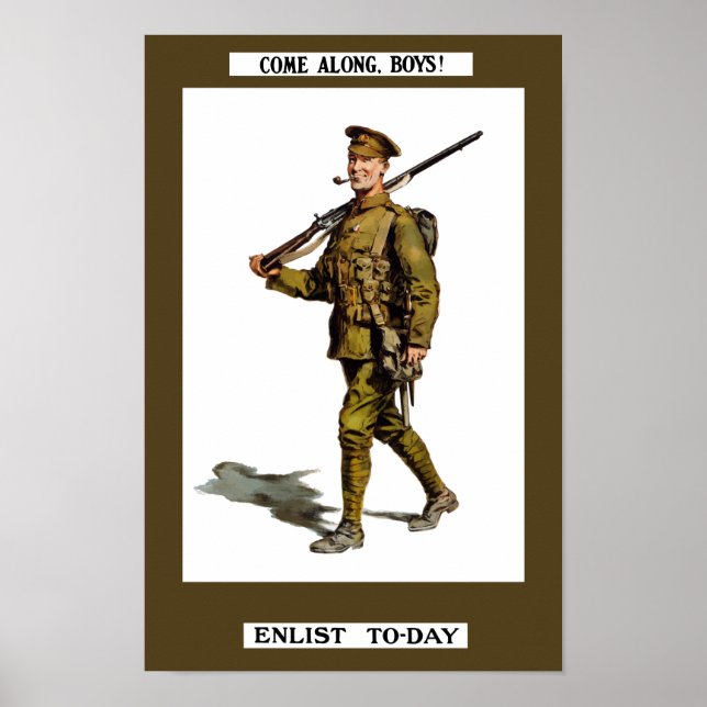 Come Along, Boys! Enlist To-Day Poster (Front)