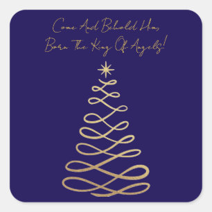 Come And Behold Him   Christmas Square Stickers