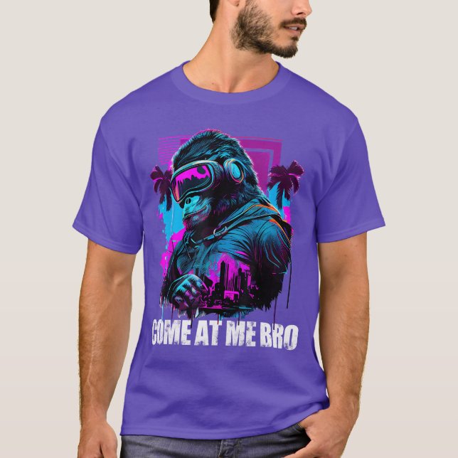 Come at Me Bro Funny Gorilla Monkey VR Gamer Virtu T-Shirt (Front)