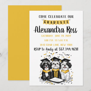 Come Celebrate Our Graduate Shih Tzu Dogs Invitation