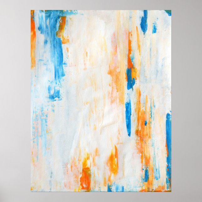 'Come Closer' Teal and Orange Abstract Art Poster (Front)