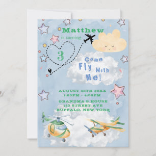 Come Fly With Me Aeroplanes Boy Birthday Party Ann Announcement
