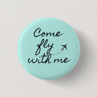 Come fly with me black/teal minimalist button
