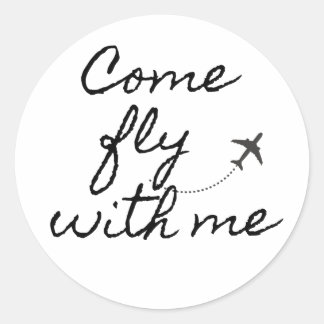 Come fly with me black/white minimalist sticker