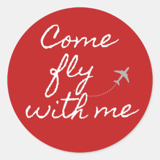Come fly with me white/red minimalist sticker