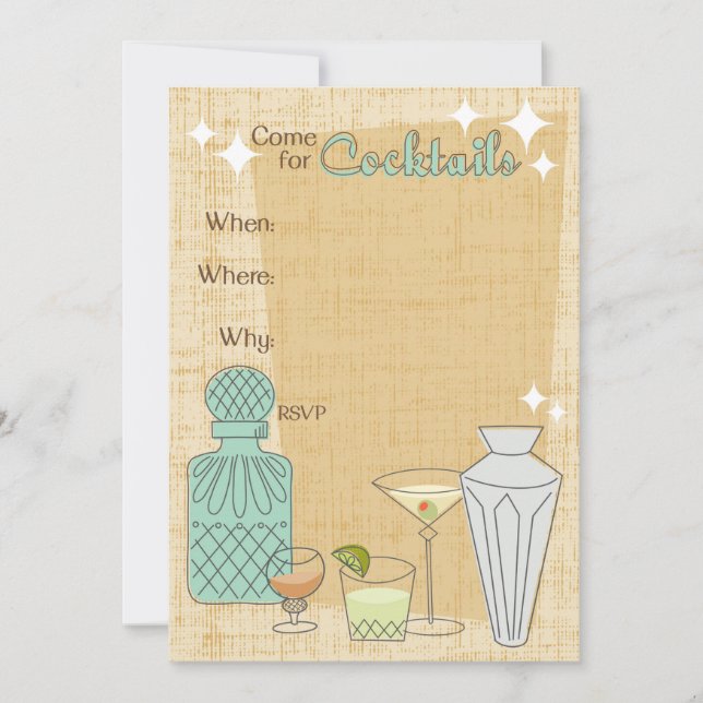 Come for Cocktails - Party Invitation - Customise (Front)