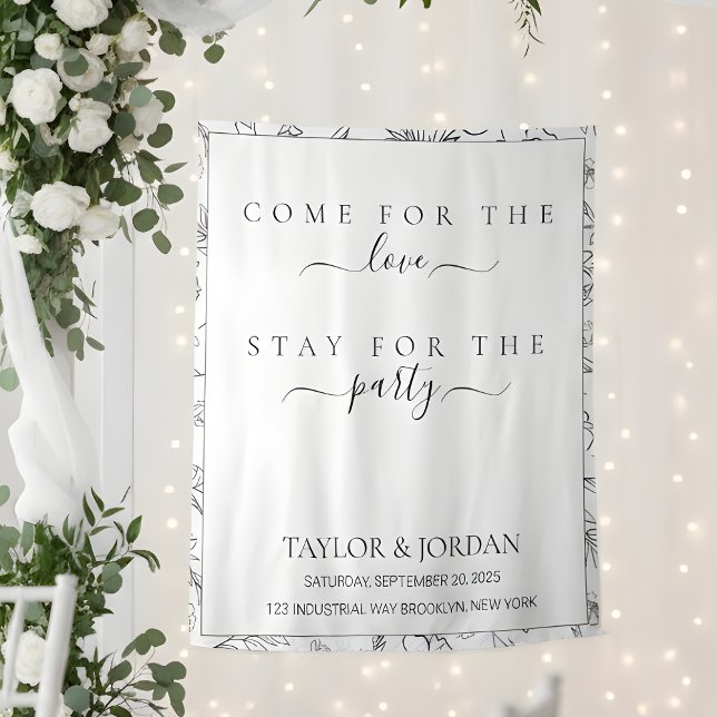 Come for the Love Stay for the Party Floral  Tapestry (Creator Uploaded)