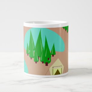 Come Go Camping Retro Style Pattern Large Coffee Mug
