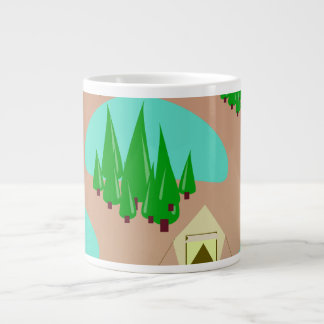 Come Go Camping Retro Style Pattern Large Coffee Mug