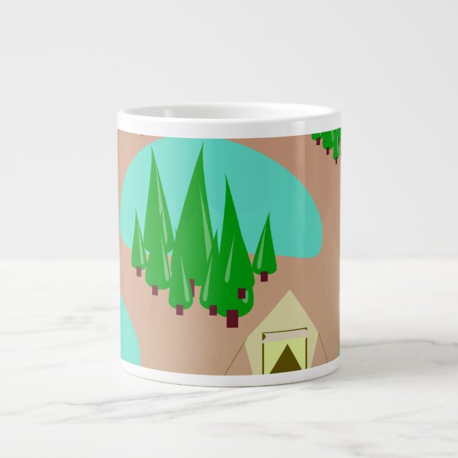 Come Go Camping Retro Style Pattern Large Coffee Mug (Front)