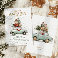 Come hang out Whimsical Santa car Christmas Party