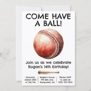 Come Have a Ball! Baseball Birthday Party Invitation