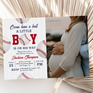 Come Have A Ball Baseball Boy Baby Shower Photo Invitation