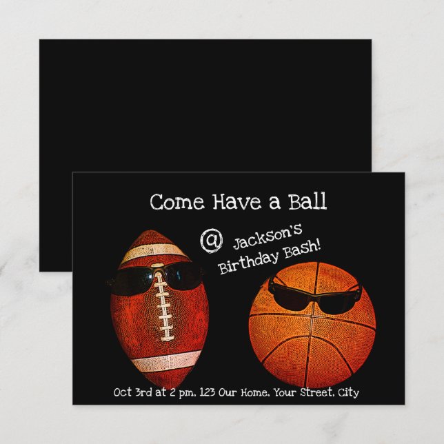 Come Have a Ball, Sports Birthday Invitation (Front/Back)