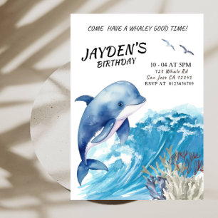 Come Have a Whaley Good Time Boy's Birthday Party Invitation