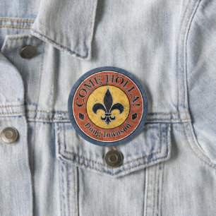 Come Holla! Fleur-de-lis Circle Logo 7.5 Cm Round Badge